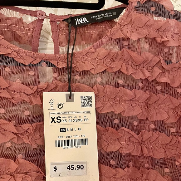 Zara Mauve Ruffled Blouse - Picture 7 of 7